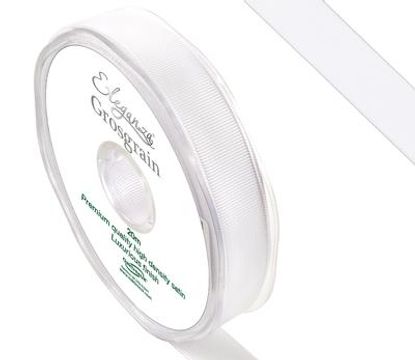 Eleganza Premium Grosgrain Ribbon 15mm x 20m White No.01 - Ribbons